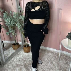 Ribbed Maxi Skirt (black)